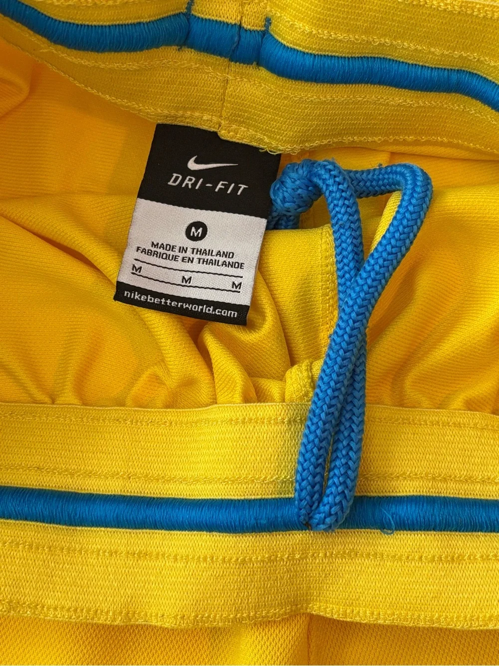 Nike Men’s KD Yellow Athletic Shorts with Blue Accents